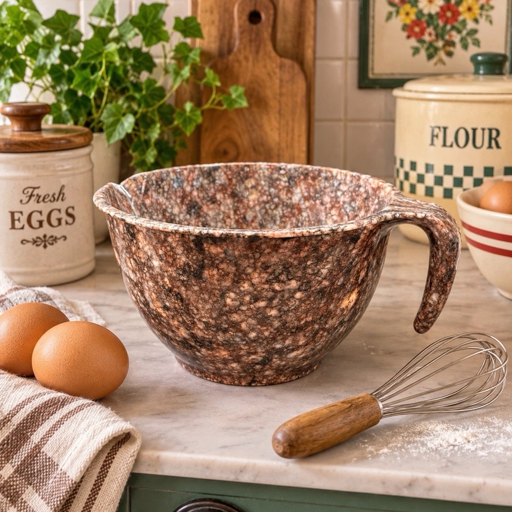 Zak Designs Confetti Melamine Batter Mixing Bowl Handle Pour Spout Retro
